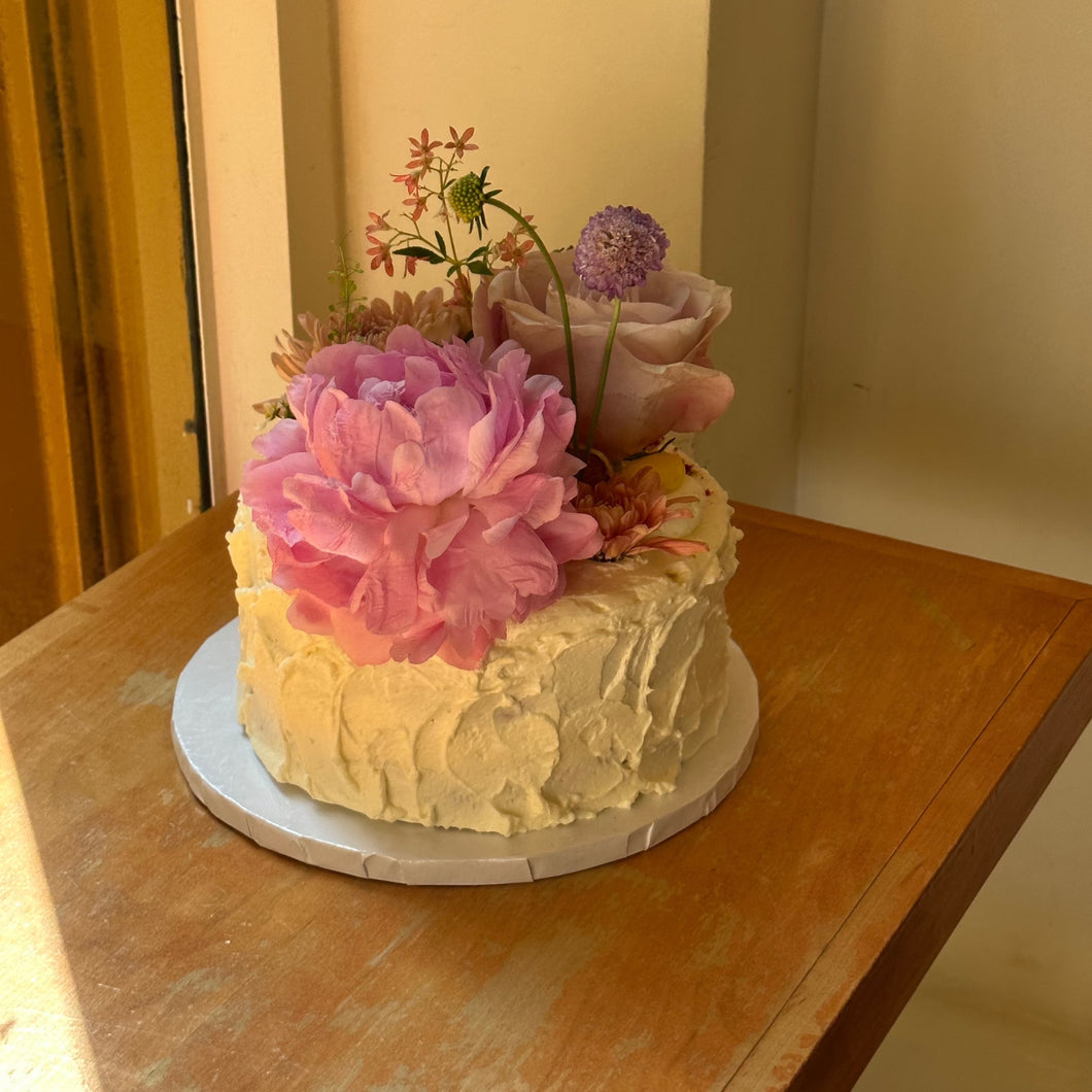 Lemon Olive Oil Cake, Lavender Swiss Meringue Buttercream